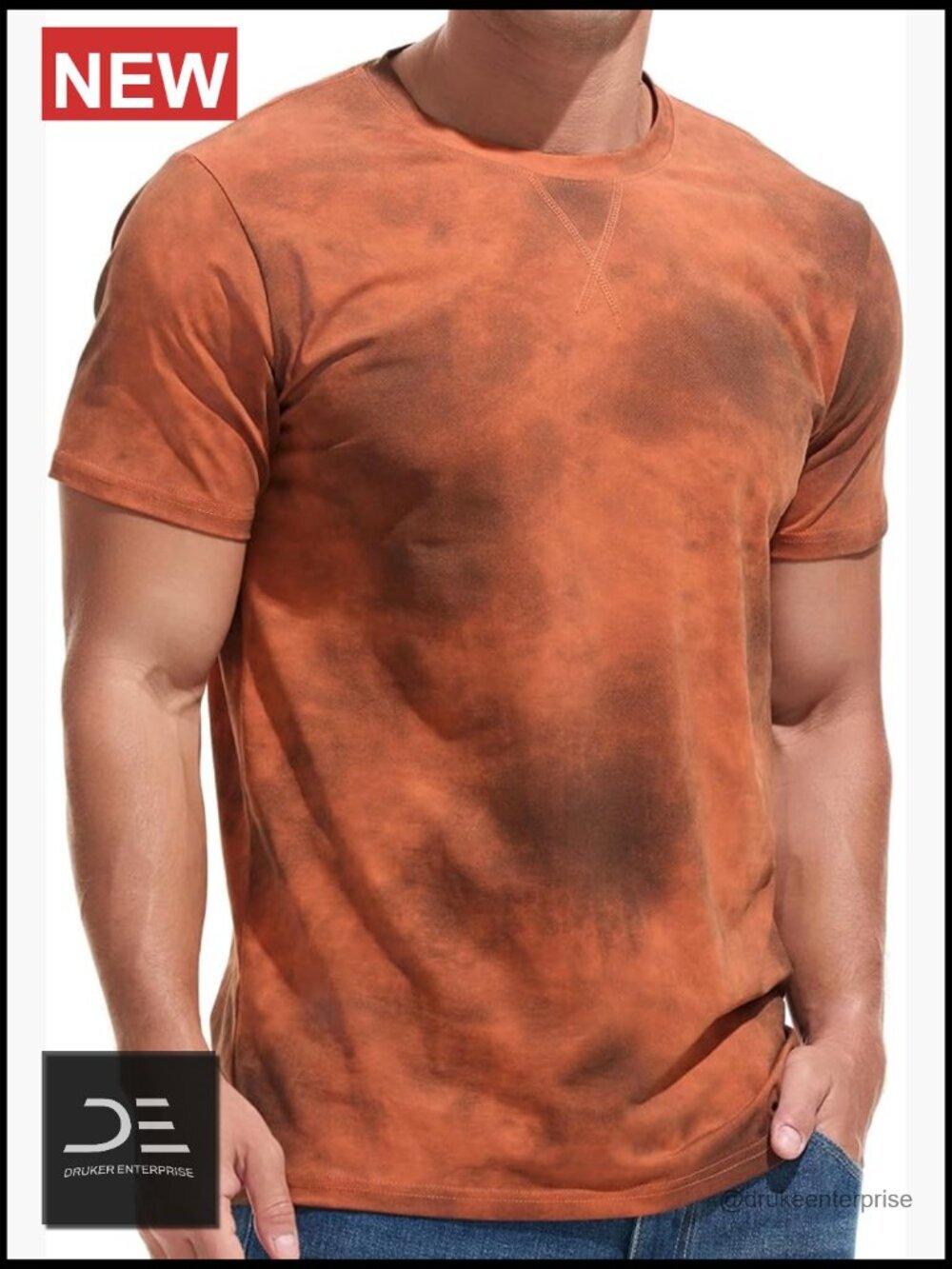 Men's Fitted Crew Neck Short Sleeve T-Shirt 95% Cotton Stretchable